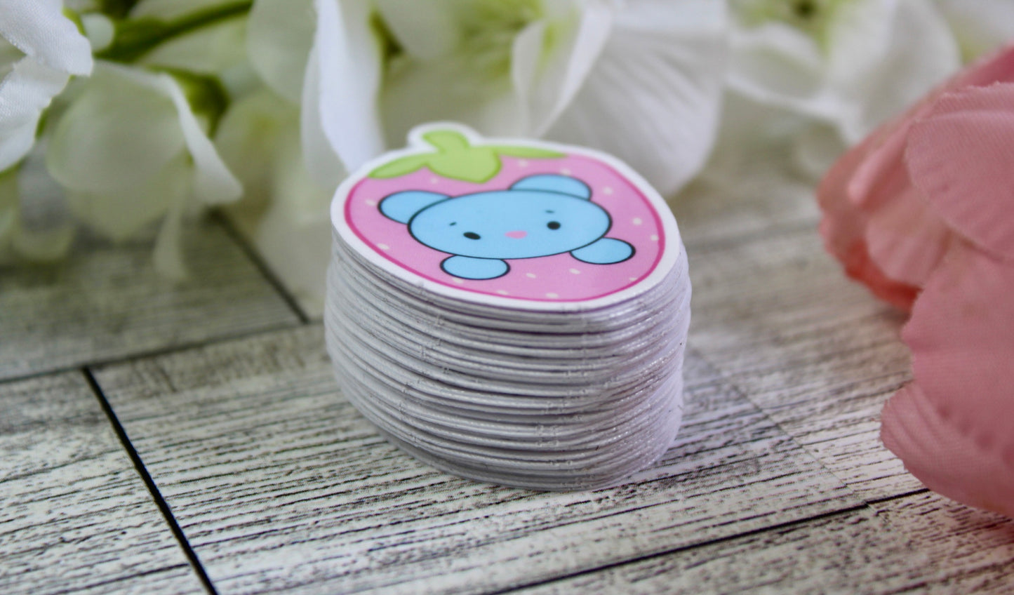 NEW!! Pink Strawberry Babies Collection BTS BT21 Inspired Holographic finish Stickers super cute