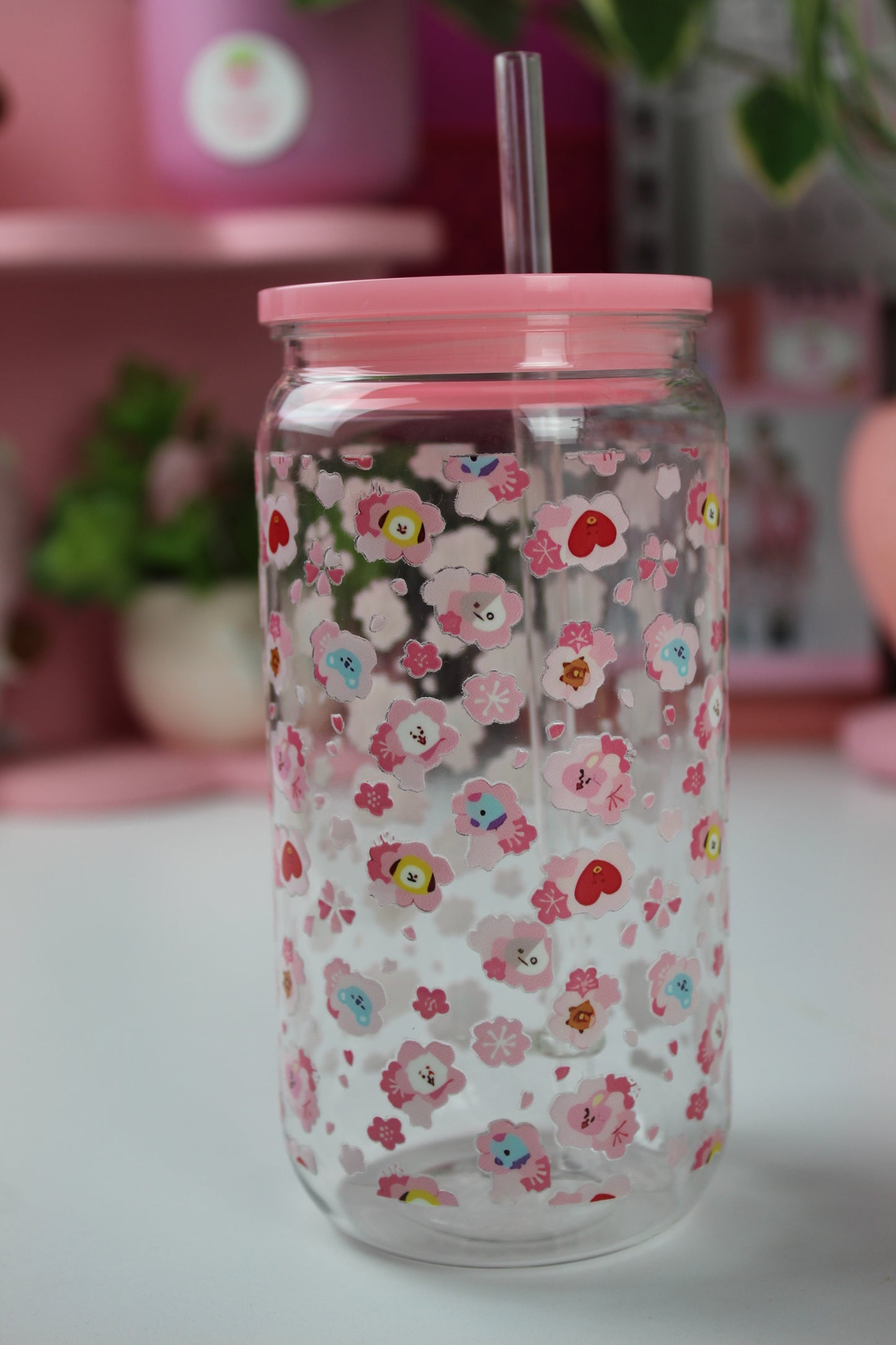 LMTD QTY NEW ADORABLE BT21 Pink PLASTIC 16 oz BTS Cup