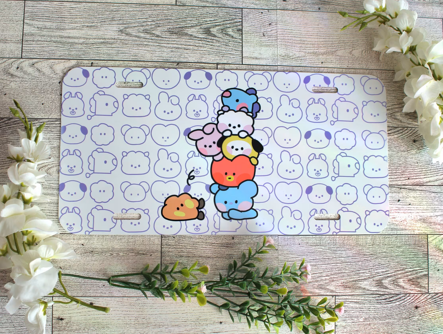 BTS Kpop BT21 Vanity License Plate Tag for Car