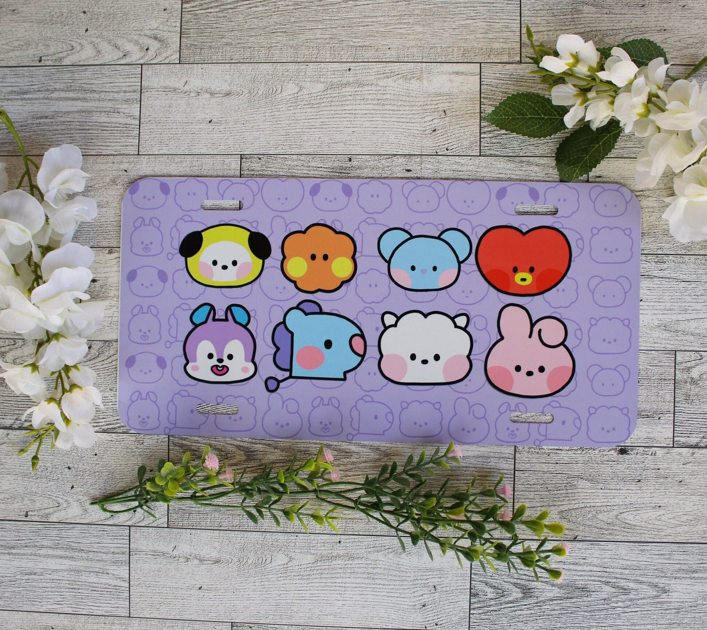 BTS Kpop BT21 Vanity License Plate Tag for Car