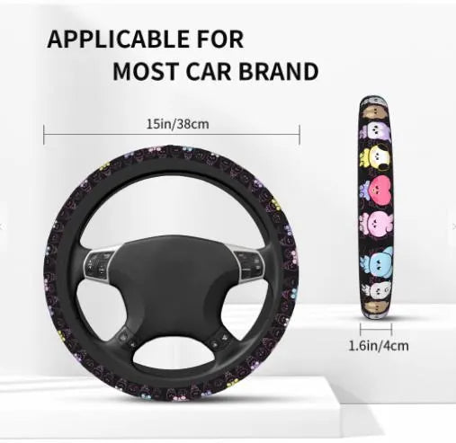 NEW DESIGNS!!! Cute Purple or Black Car Steering Wheel Cover Kpop cute Limited