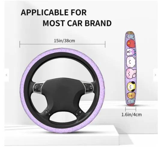 NEW DESIGNS!!! Cute Purple or Black Car Steering Wheel Cover Kpop cute Limited
