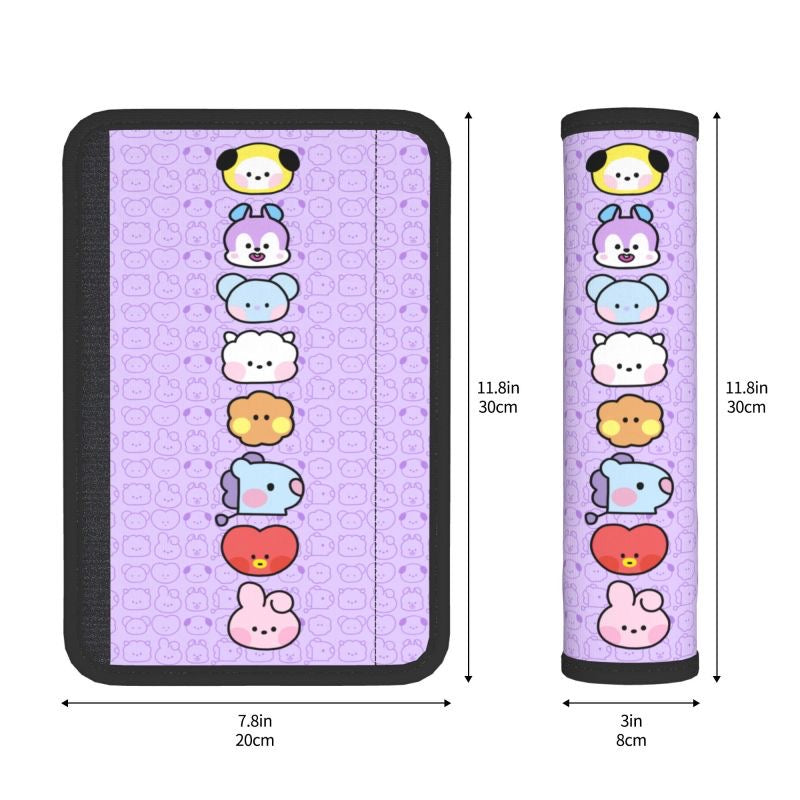 SELECT DESIGNS LIMITED TIME SALE!! Purple or Black BTS KPOP Car Seatbelt Cover Automobile BT21