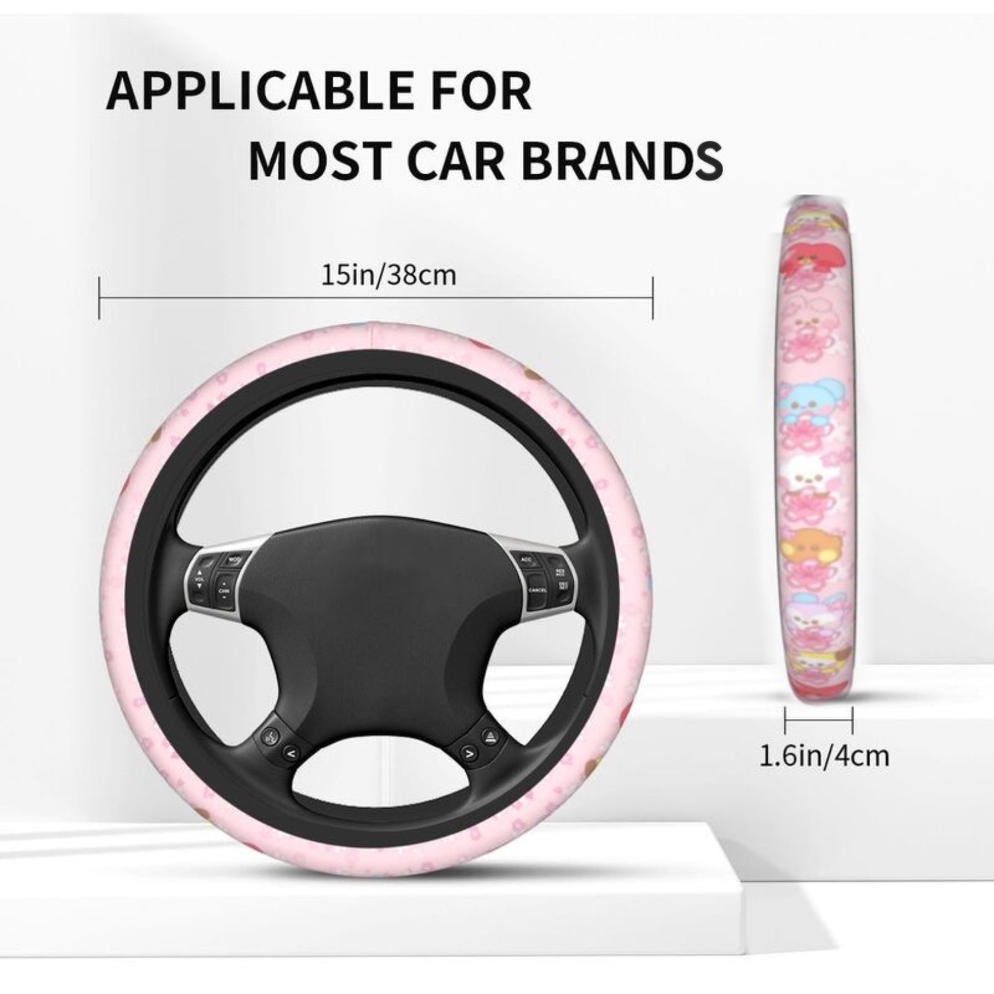 Cute BTS PINK CHERRY BLOSSOM Car Steering Wheel Cover Kpop Limited BT 21