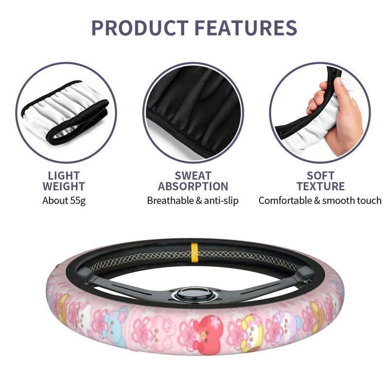 Cute BTS PINK CHERRY BLOSSOM Car Steering Wheel Cover Kpop Limited BT 21