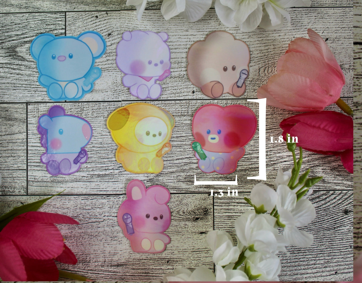Holographic finish Superstar Babies BTS BT21 Inspired Stickers Super Cute