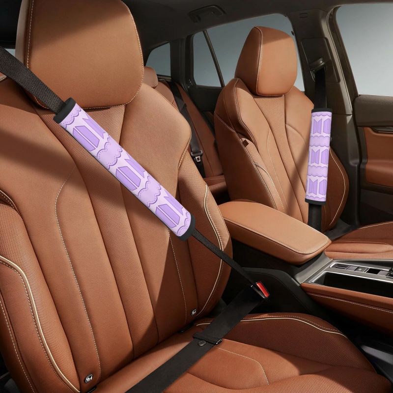 NEW BTS & ARMY logos Purple design Car Seatbelt Cover Automobile KPOP BT21