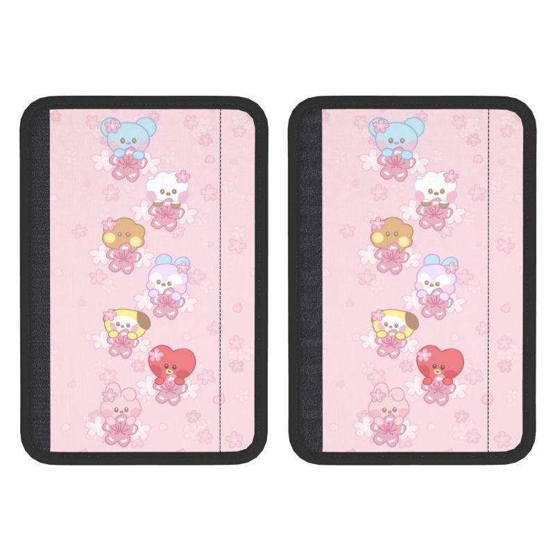 NEW BTS PINK CHERRY BLOSSOM design Car Seatbelt Cover Automobile KPOP BT21