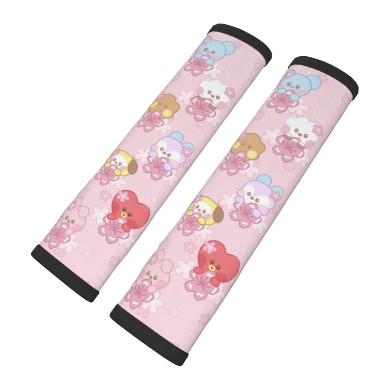 NEW BTS PINK CHERRY BLOSSOM design Car Seatbelt Cover Automobile KPOP BT21