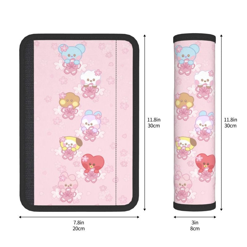 NEW BTS PINK CHERRY BLOSSOM design Car Seatbelt Cover Automobile KPOP BT21