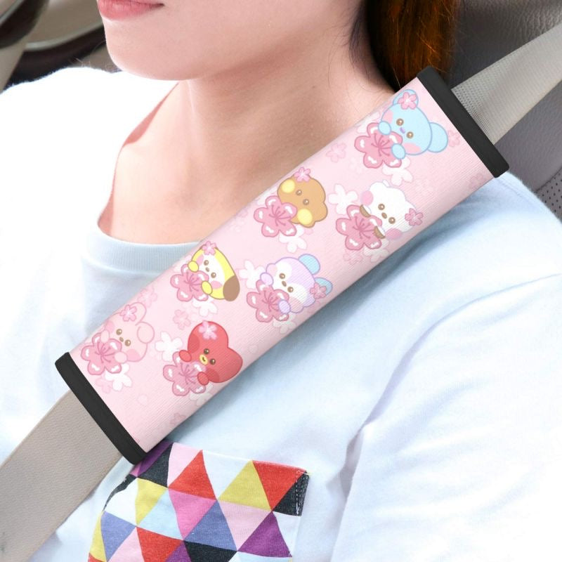 NEW BTS PINK CHERRY BLOSSOM design Car Seatbelt Cover Automobile KPOP BT21