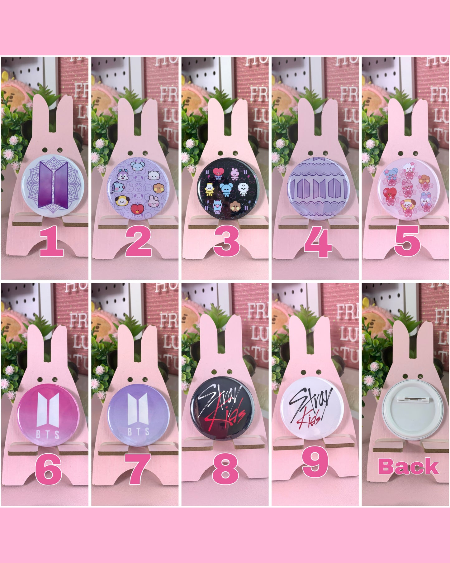 Buttons pins multiple designs BTS SKZ