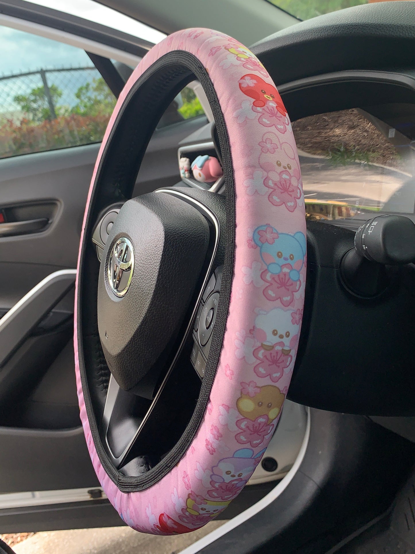 Cute BTS PINK CHERRY BLOSSOM Car Steering Wheel Cover Kpop Limited BT 21