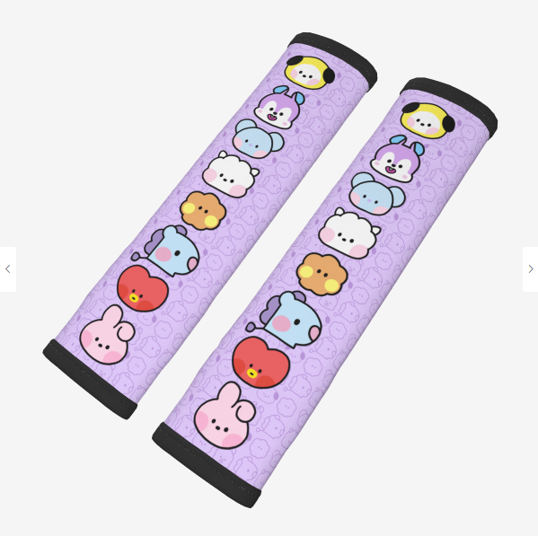 NEW ITEM! Purple or Black BTS KPOP Car Seatbelt Cover Automobile BT21
