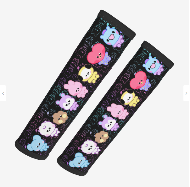 NEW ITEM! Purple or Black BTS KPOP Car Seatbelt Cover Automobile BT21
