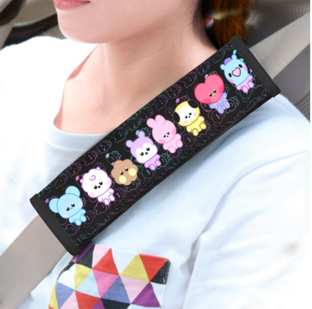 NEW ITEM! Purple or Black BTS KPOP Car Seatbelt Cover Automobile BT21