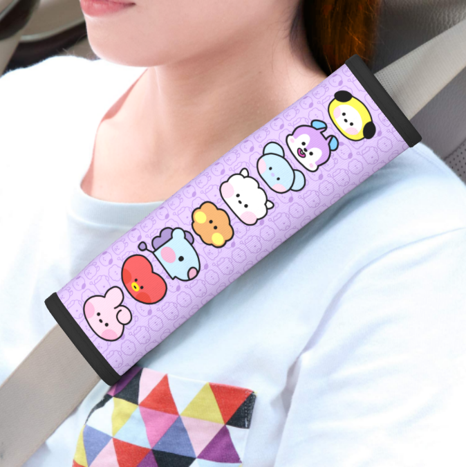 NEW ITEM! Purple or Black BTS KPOP Car Seatbelt Cover Automobile BT21