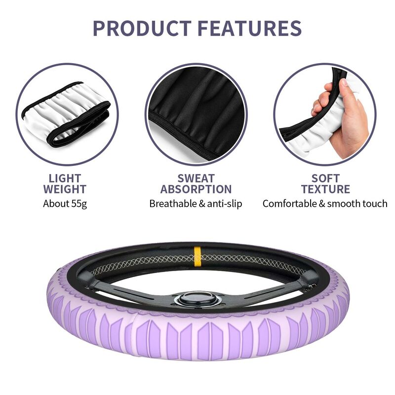 NEW DESIGN Cute BTS &  ARMY Purple logos Car Steering Wheel Cover Kpop BT 21